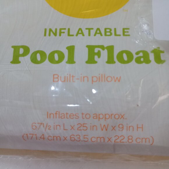 Sun Squad Inflatable Pool Lounge Float with Built In Pillow 5' 7 1/2" Aqua Blue - Picture 4 of 8